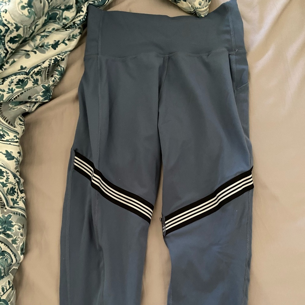 Adidas Blue Leggings with Stripes